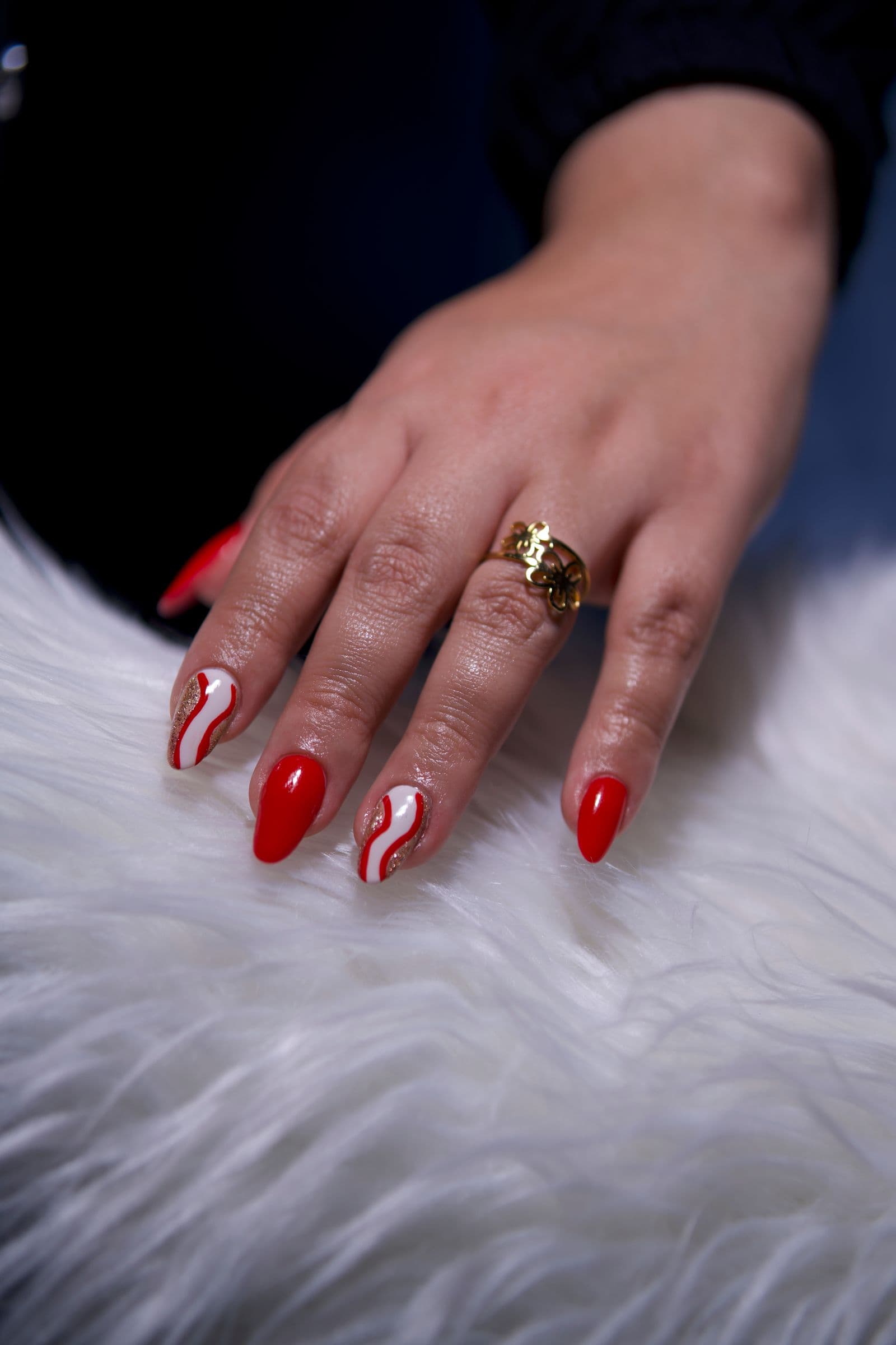 Macro close-up of a finished manicure