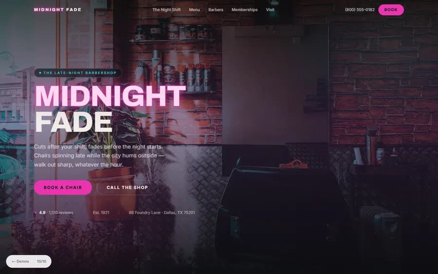 Late Night — Midnight Fade website design