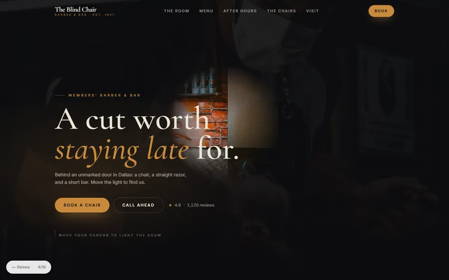 Speakeasy — The Blind Chair website design