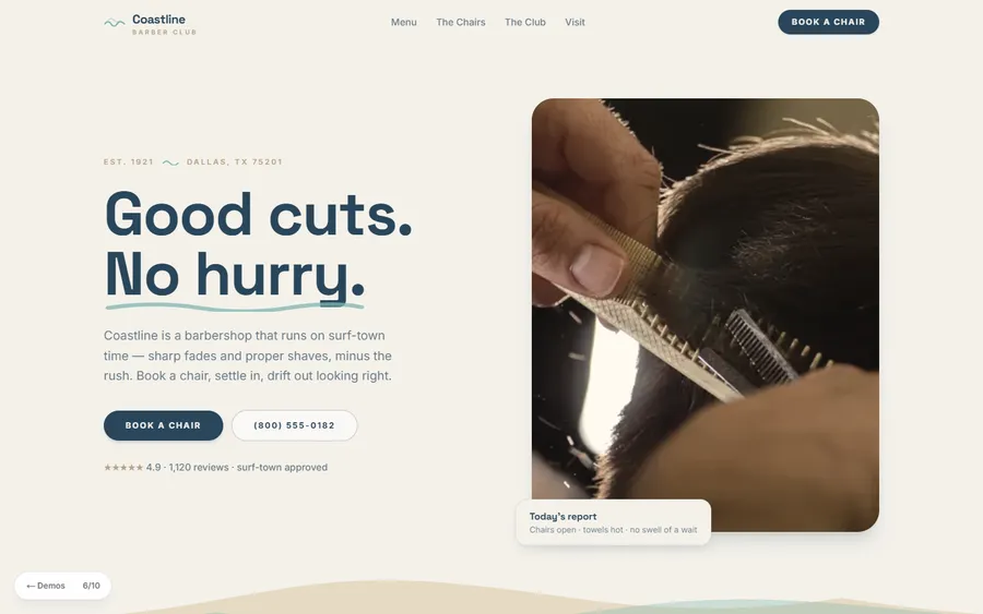 Coastal — Coastline Barber Club website design