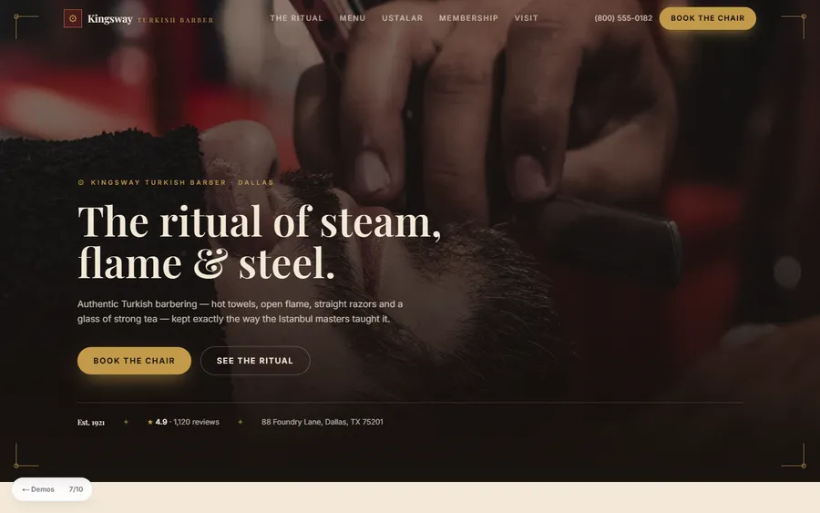 Turkish Ritual — Kingsway Turkish Barber website design
