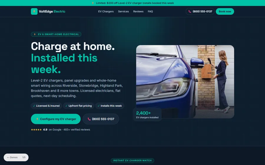 EV & Smart — VoltEdge Electric website design