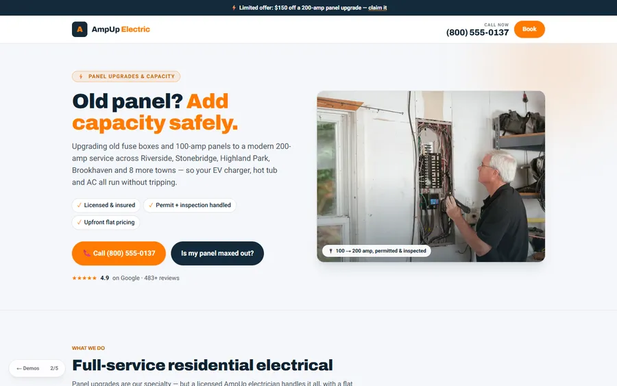 Panel Upgrade — AmpUp Electric website design