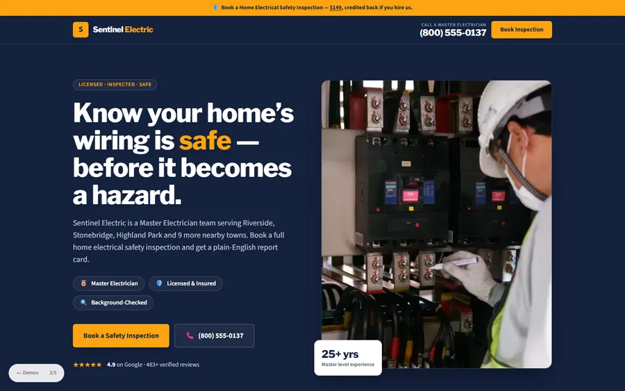 Safety — Sentinel Electric website design