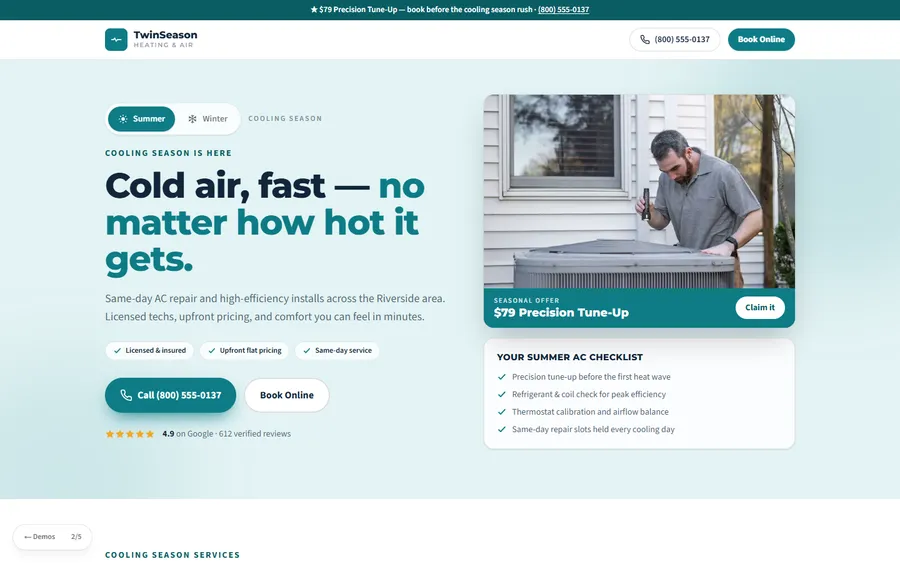 Seasonal — TwinSeason Heating & Air website design