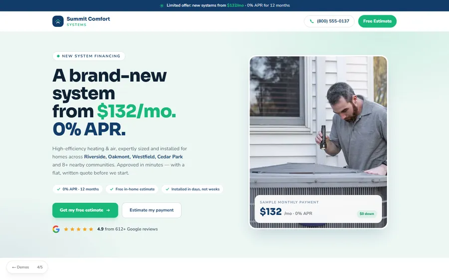 New System — Summit Comfort Systems website design