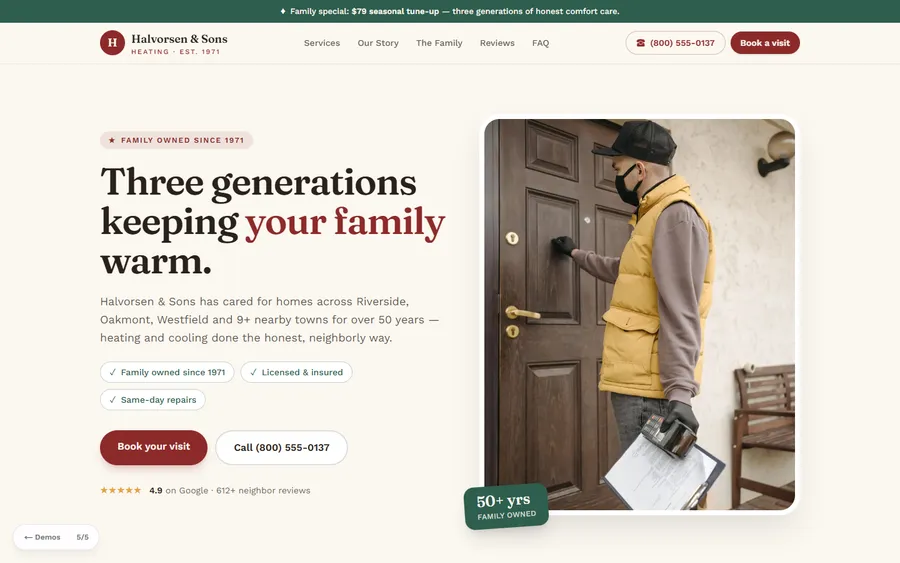 Family — Halvorsen & Sons Heating website design