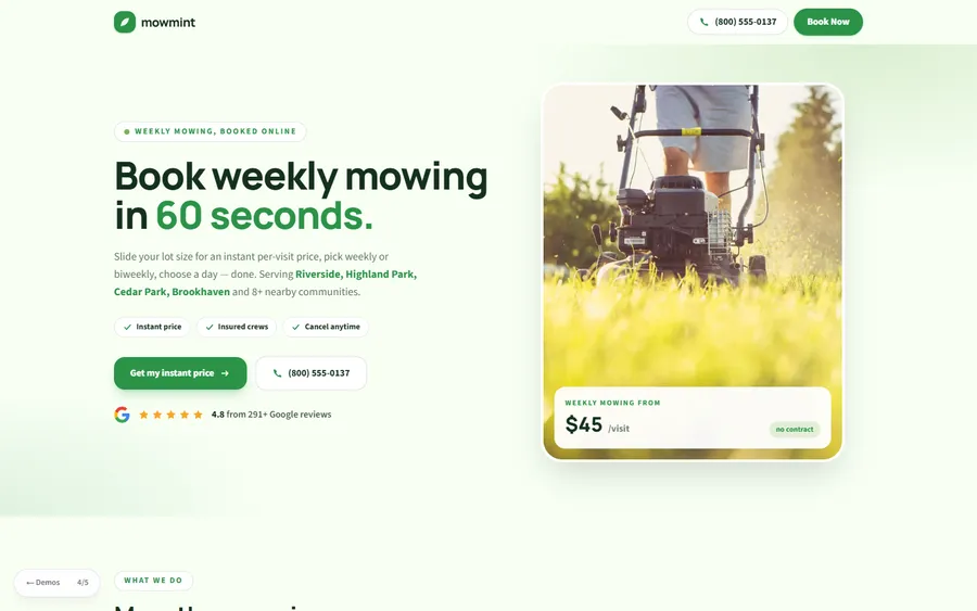 Booking-App — MowMint website design
