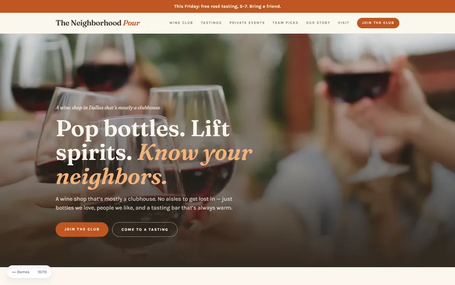 Wine Club — The Neighborhood Pour website design
