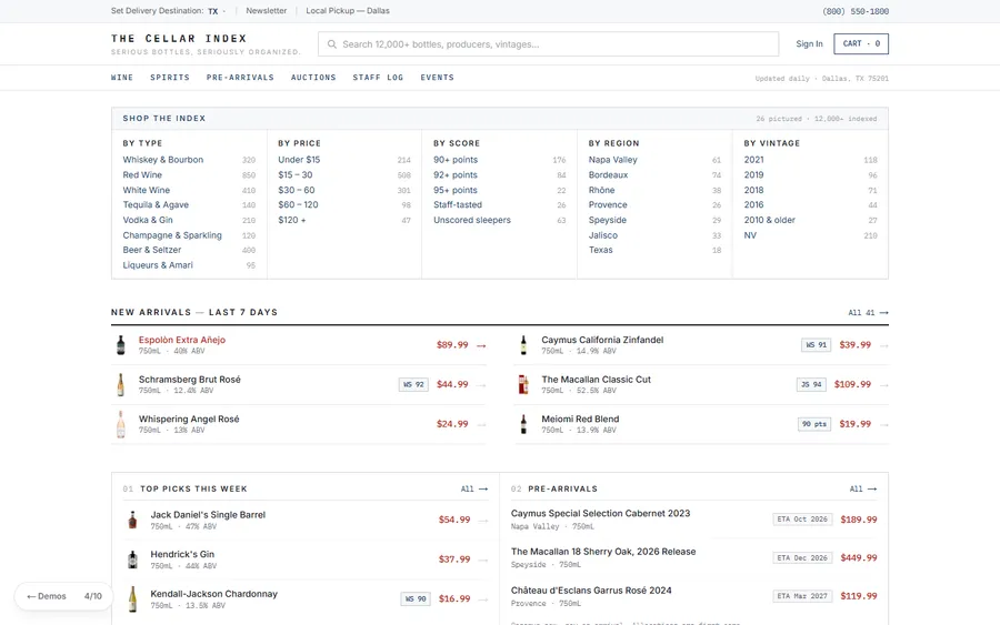The Index — The Cellar Index website design