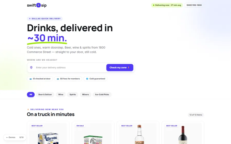 Delivery — SwiftSip website design
