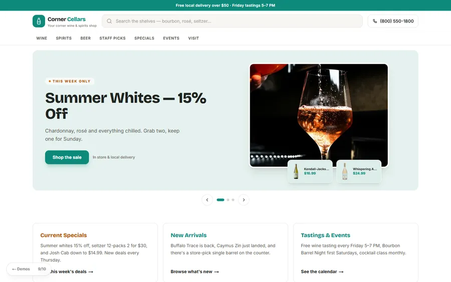Corner Store — Corner Cellars website design