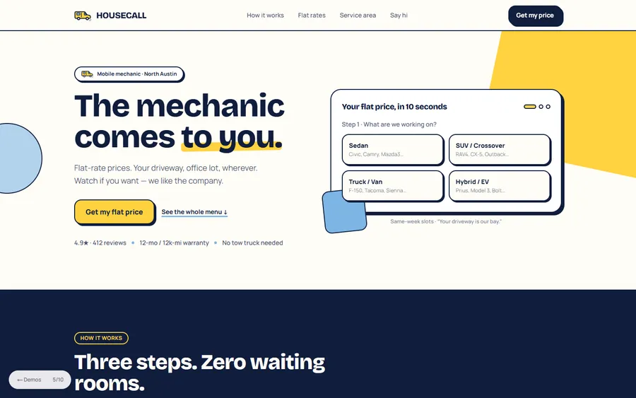 Housecall — Housecall Mobile Mechanic website design