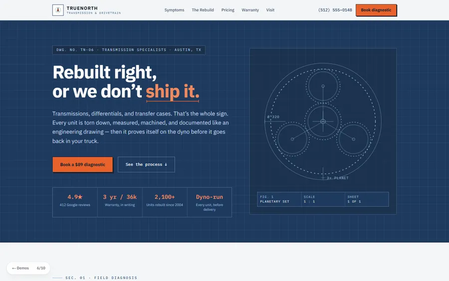 Specialist — TrueNorth Transmission website design