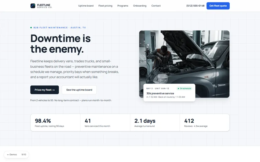 Fleet B2B — Fleetline Service Co. website design