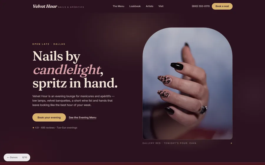 Evening Lounge — Velvet Hour website design