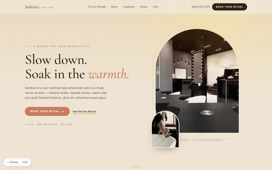 Resort Spa — Solstice Nail Spa website design