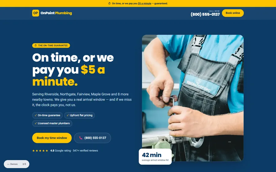 On-Time — OnPoint Plumbing website design
