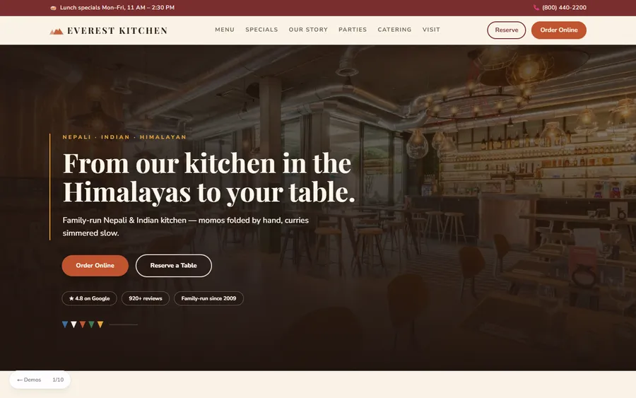Family Kitchen — Everest Kitchen website design
