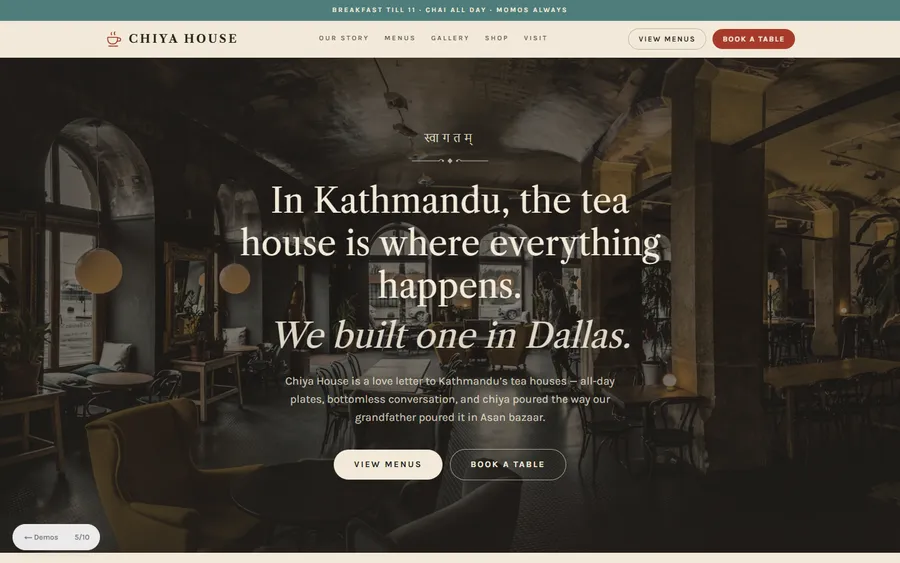 Café Storybook — Chiya House website design