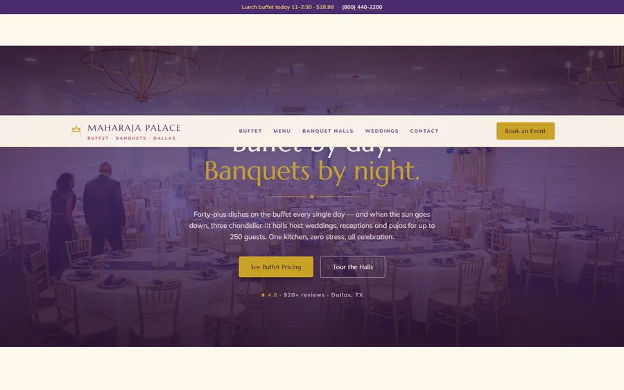 Buffet & Banquet — Maharaja Palace website design