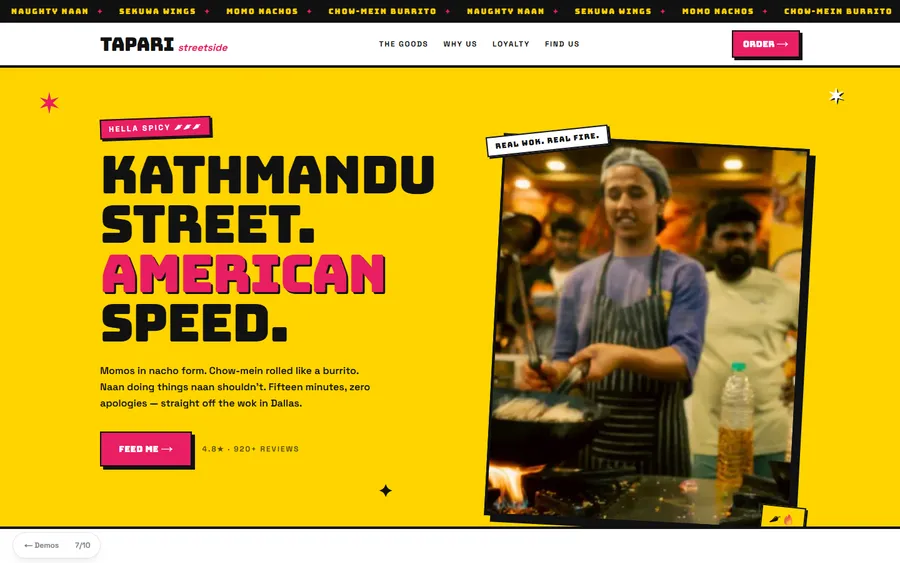 Street Food — Tapari Streetside website design