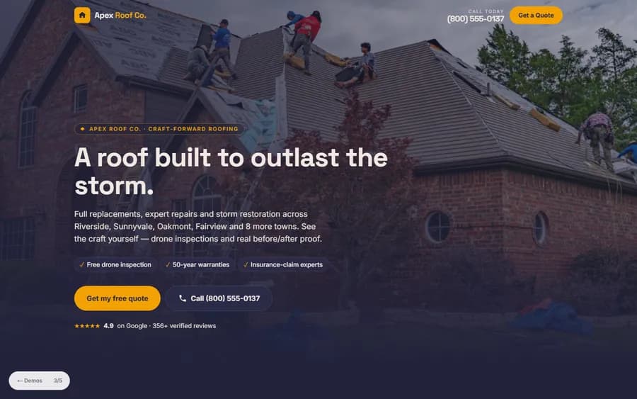 Showcase — Apex Roof Co. website design