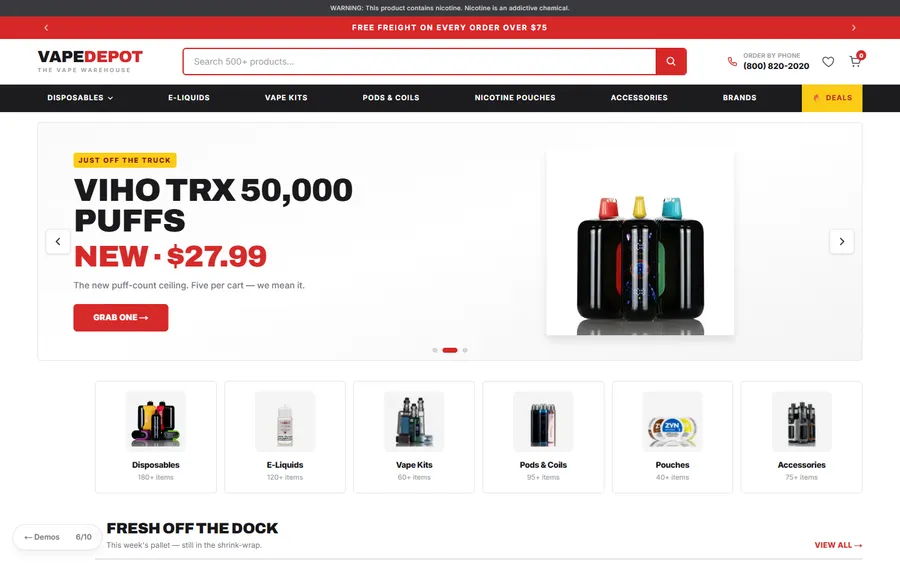 Warehouse — Vape Depot website design