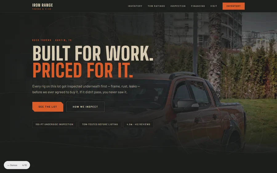 Trucks — Iron Range Trucks website design