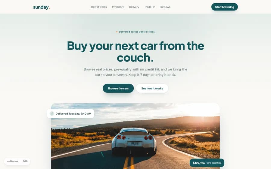Delivered — Sunday Motors website design
