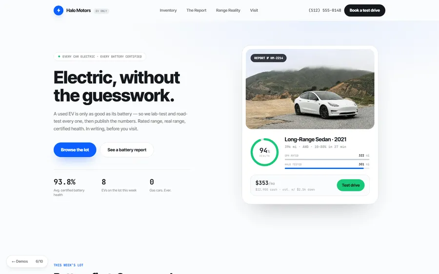 Electric — Halo Motors website design
