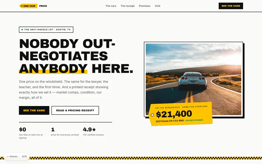 One Price — One Fair Price website design