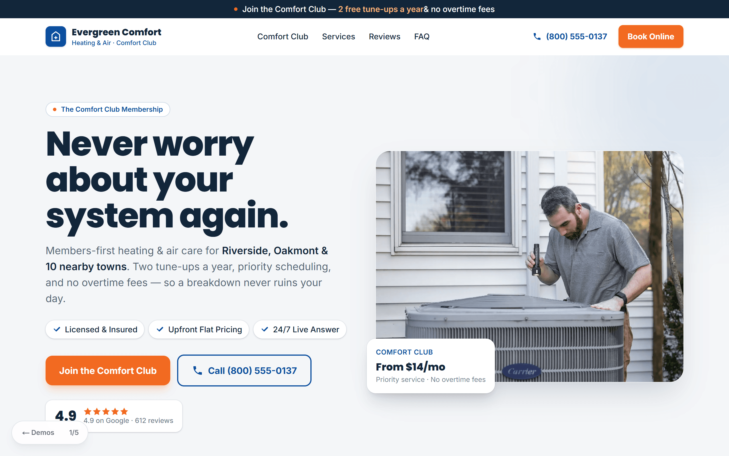 Heating & cooling website design by Praxium Labs