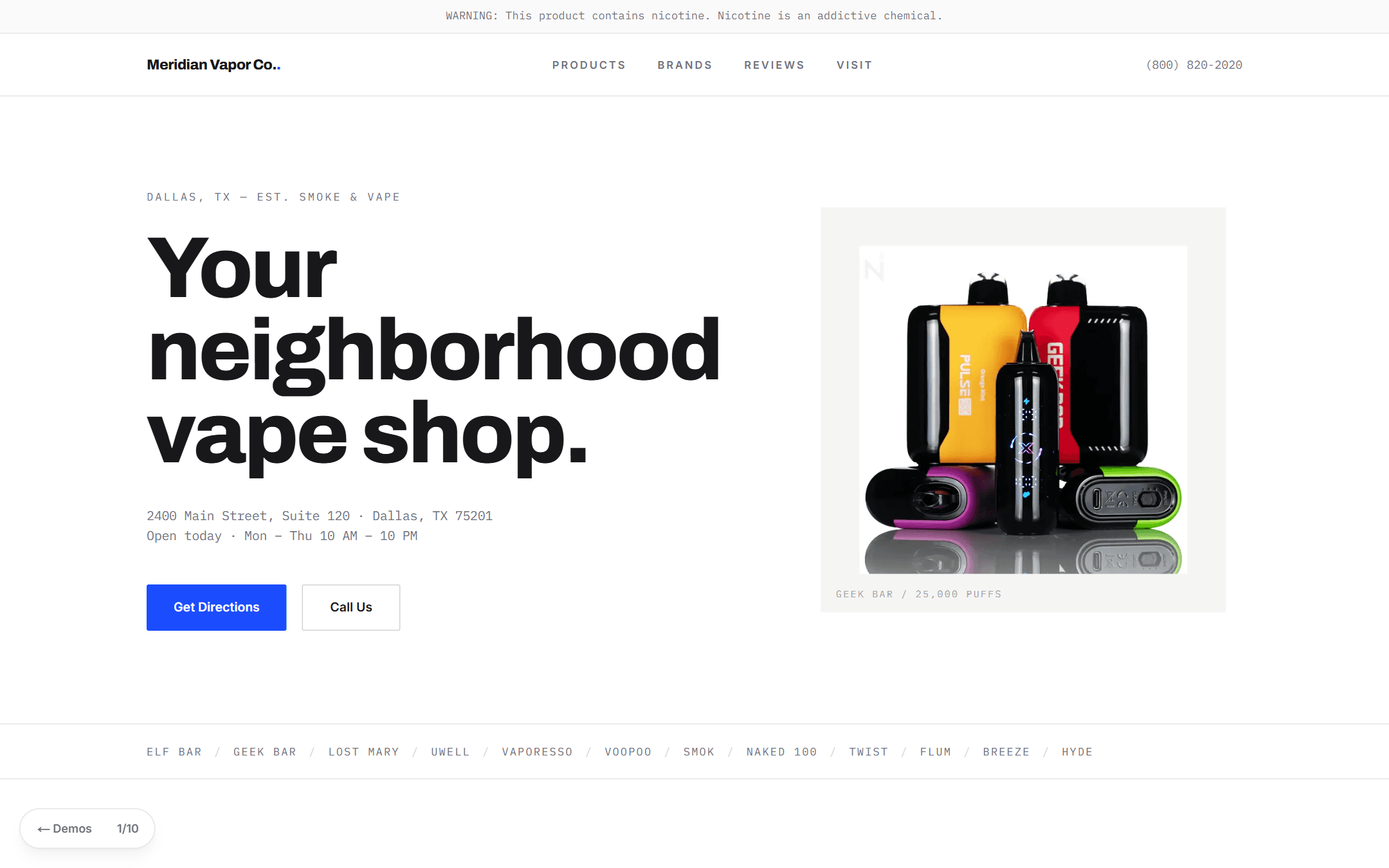 Vape store website design by Praxium Labs