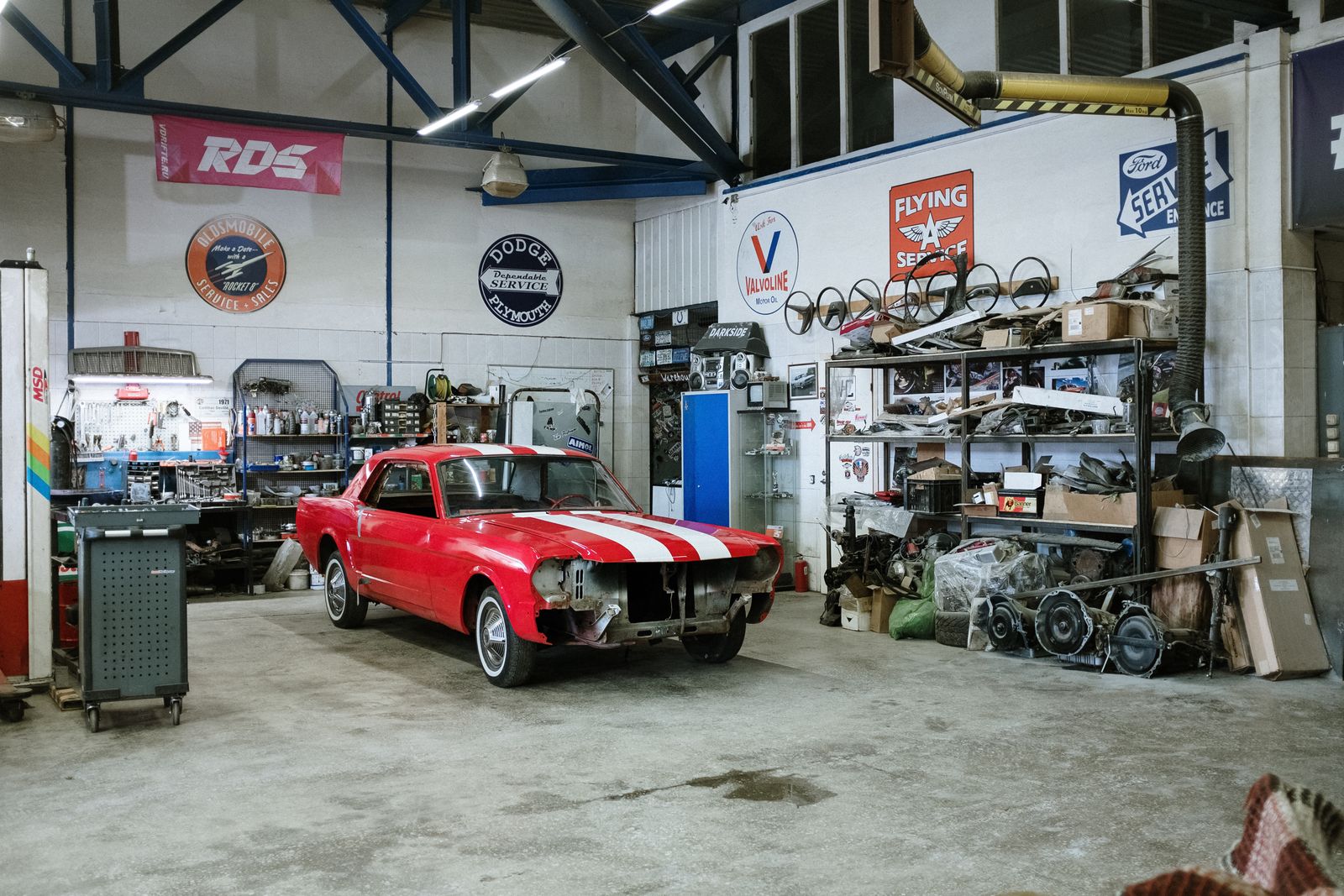 A classic car parked at Malone & Sons back when Frank Sr. ran the shop